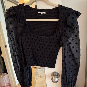 Black Polka Dot Women's Top